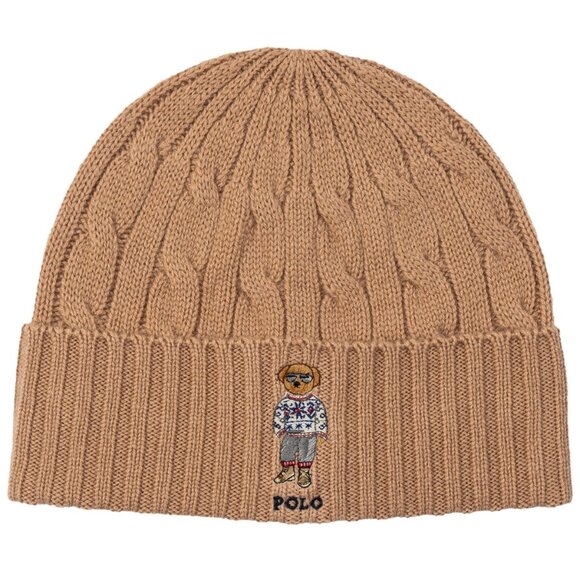 Polo Ralph Lauren Men's Holiday Bear Cable Beanie - Classic Camel - Picture 1 of 2